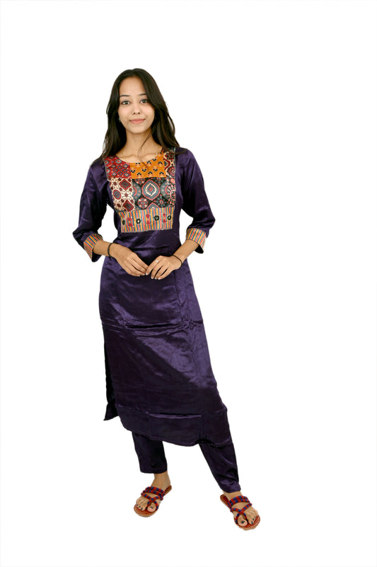 Ethnic poly silk kurta pant set