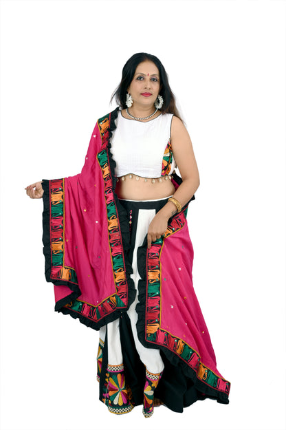 Kutchhi work sleeveless chaniya choli