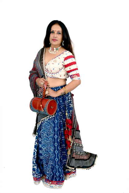 Dholak Bag (blue mix print)