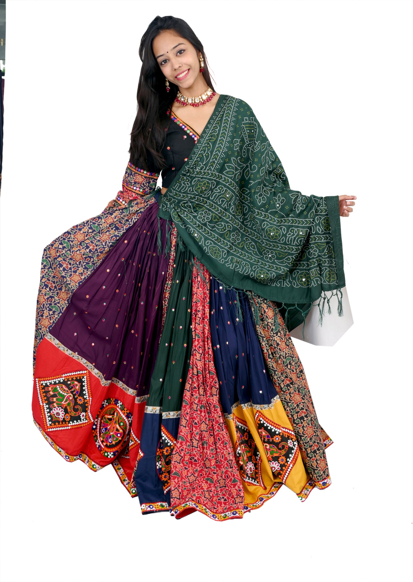 Multi color hand printed premium choli