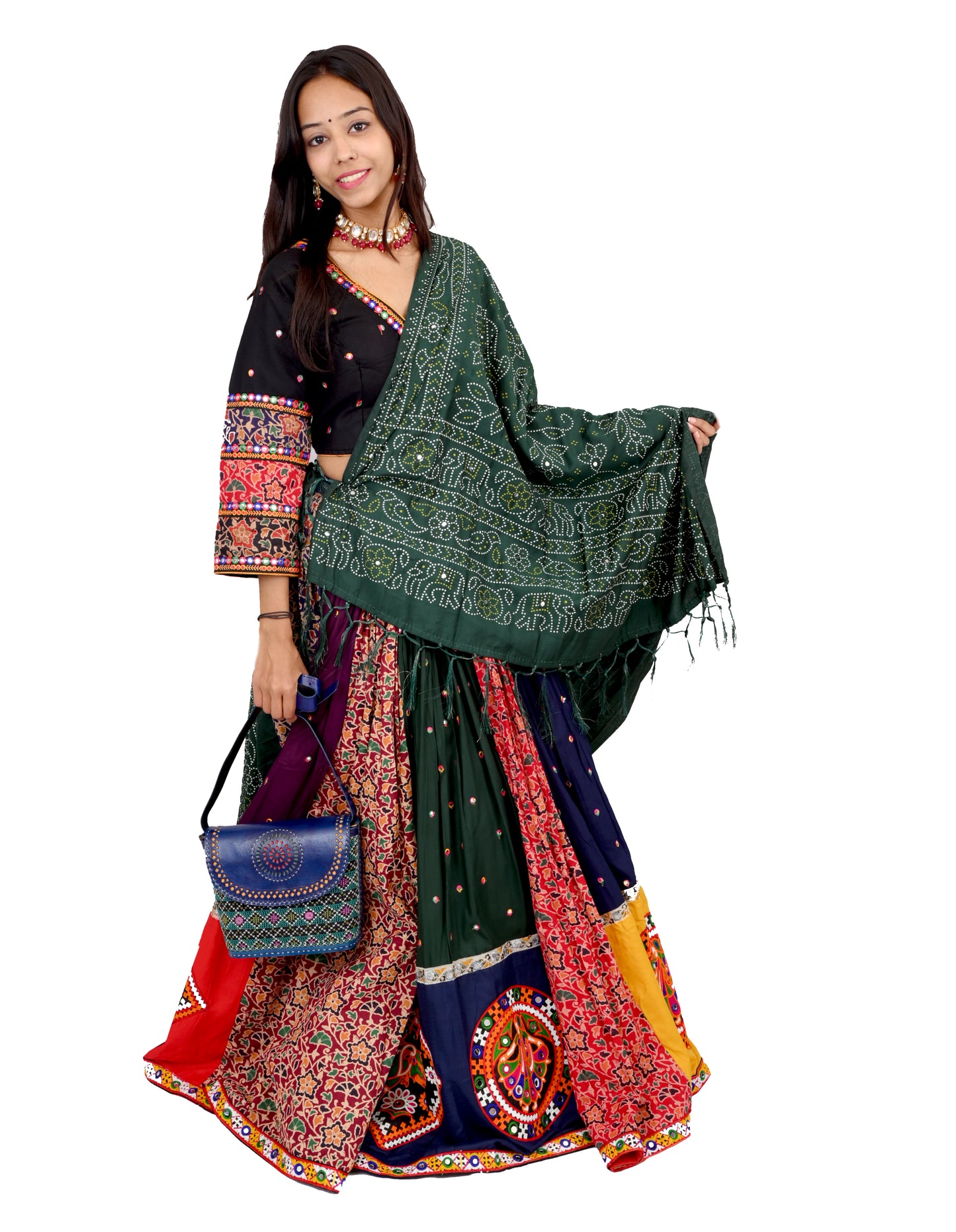 Multi color hand printed premium choli