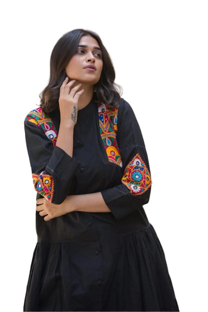 Black Kachhi frock  two piece with ajrakh work