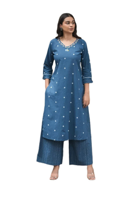 Two piece kurta pant organic indigo fabric