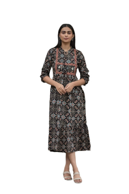 Black printed kurta frock