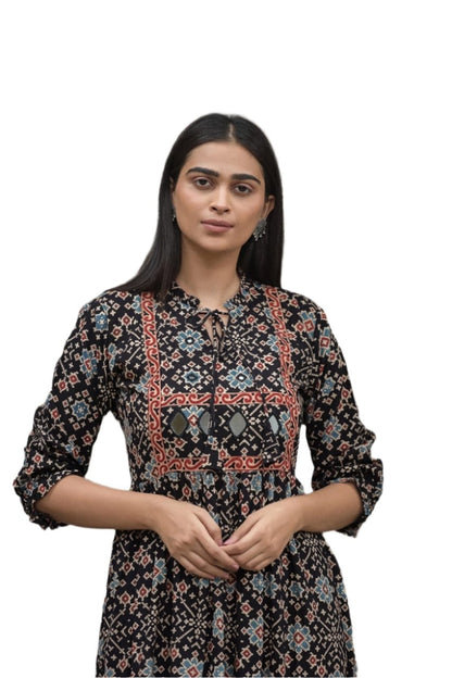 Black printed kurta frock