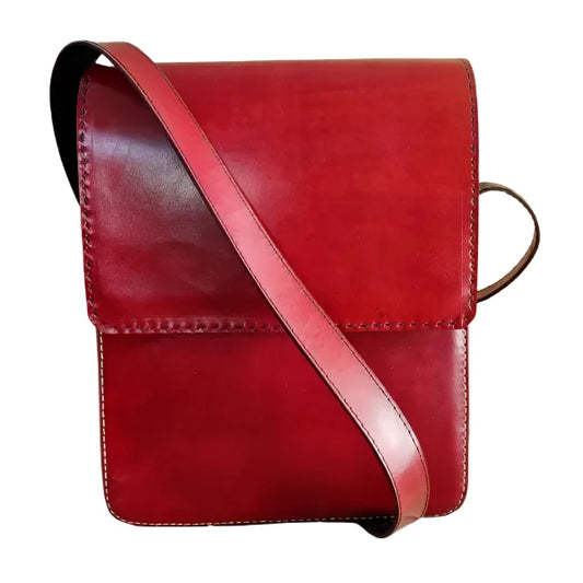 Unisex casual bag (red leather)- ideal for ipads